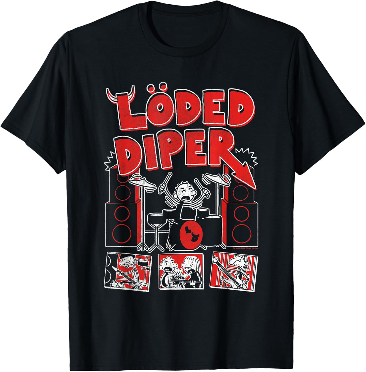 DOAWK Loded Diper Red White and Distressed Band Book Series T-Shirt