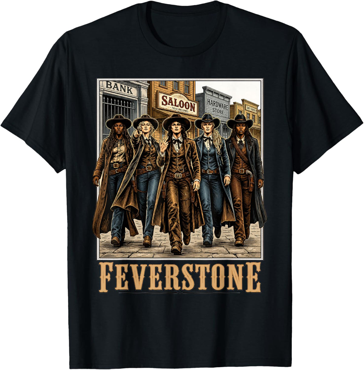Feverstone Vintage Western Fearless Cowgirl Team Women T-Shirt