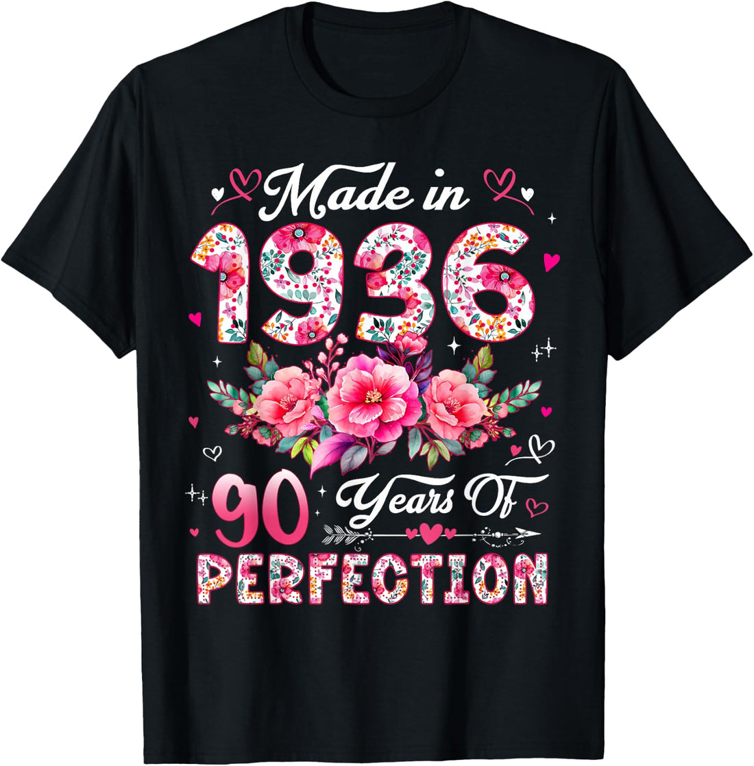 90 Year Old Made in 1936 Floral 90th Birthday Women T-Shirt