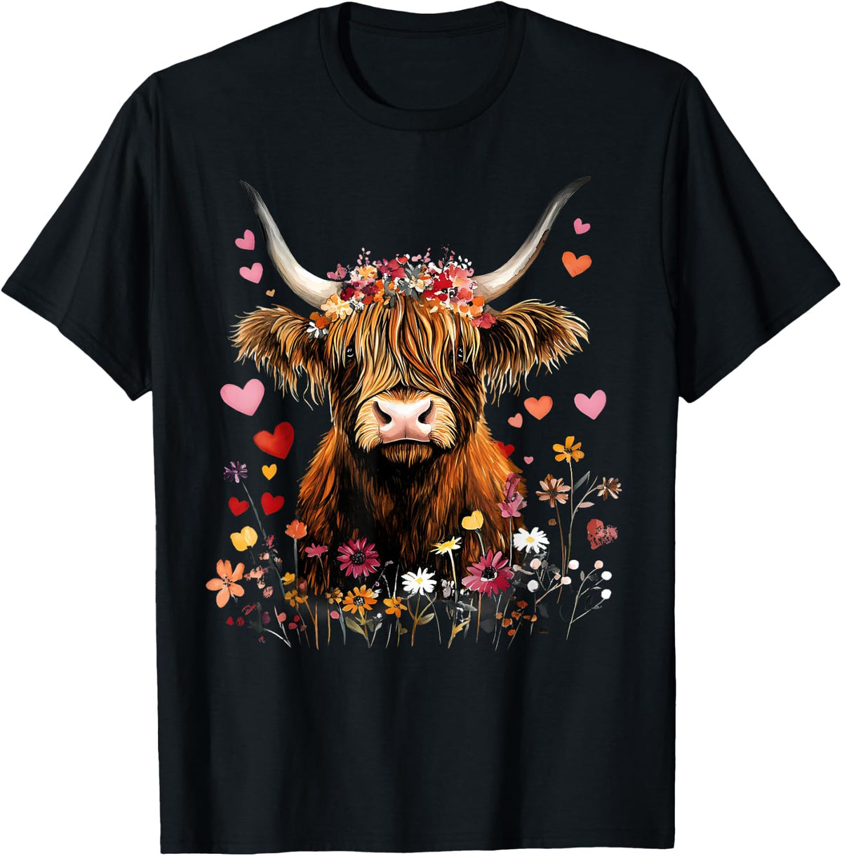 Scottish Highlander Cow Messy Bun Scottish Highland Cow T-Shirt