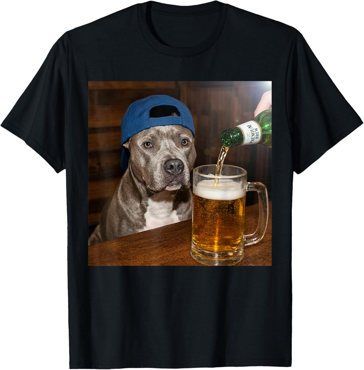 Pit Bull Drinking Beer Funny Dog Meme T-Shirt