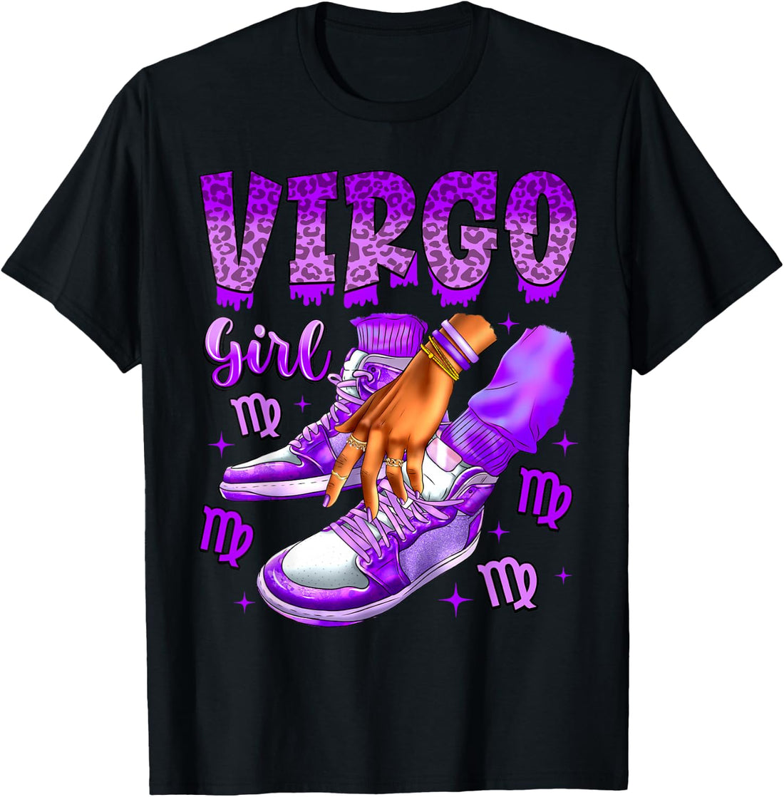 Virgo Girl Birthday Black Women Sneakers Zodiac Sign T-Shirt