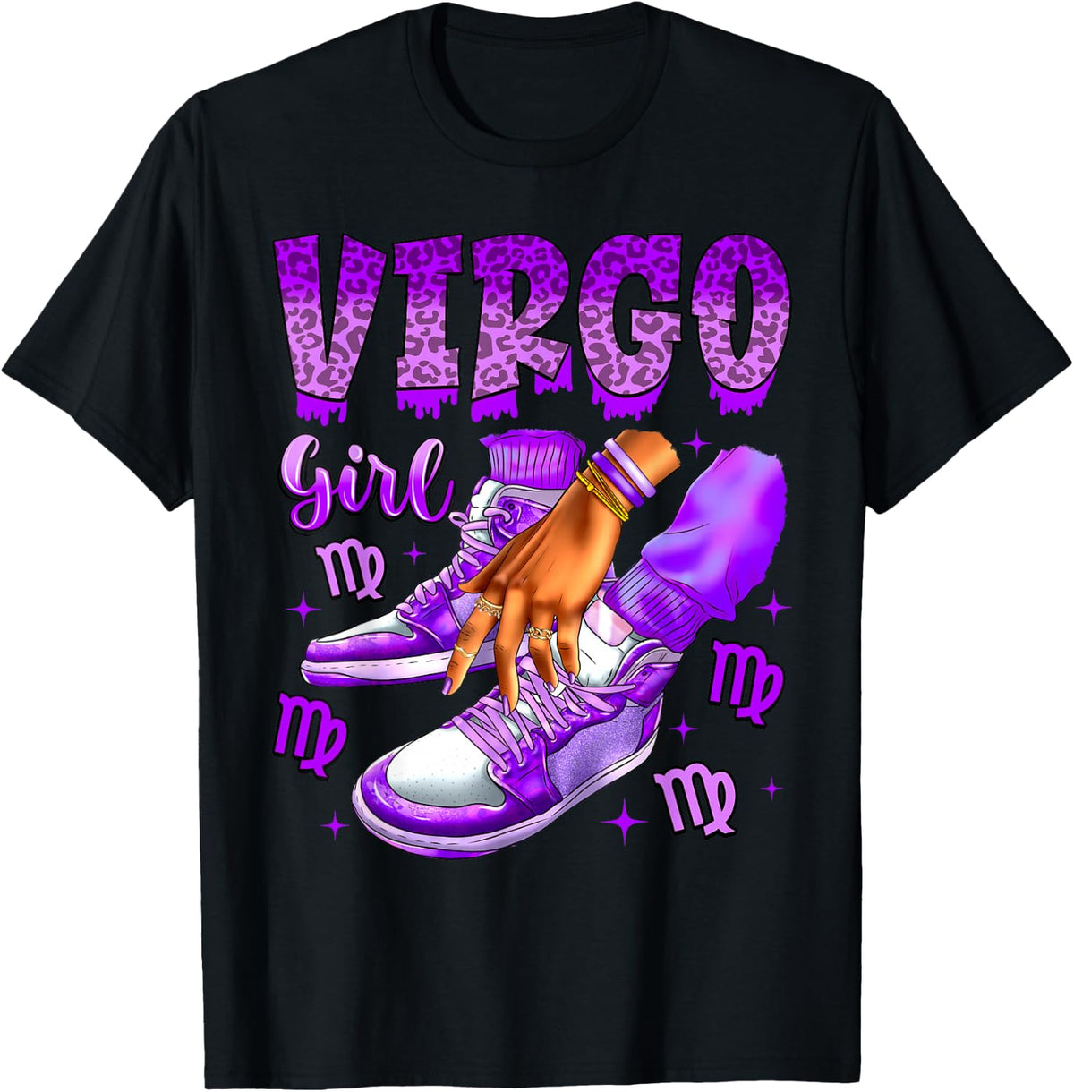 Virgo Girl Birthday Black Women Sneakers Zodiac Sign T-Shirt
