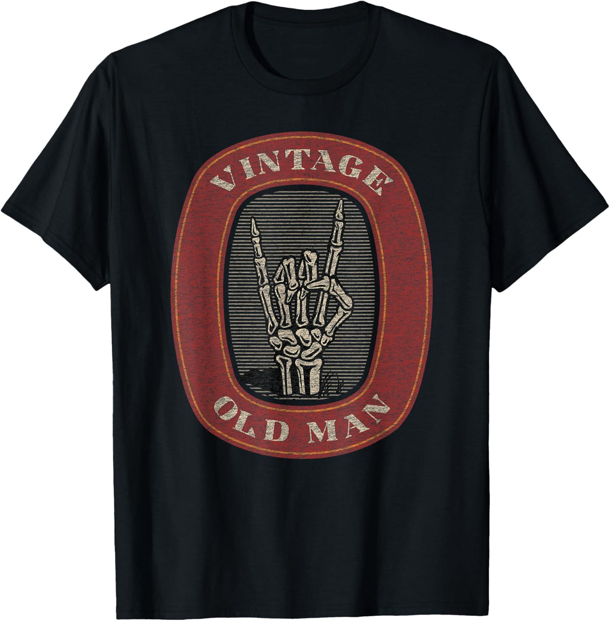 Funny Old Man Guy Vintage Graphic Skeleton Hand T-Shirt