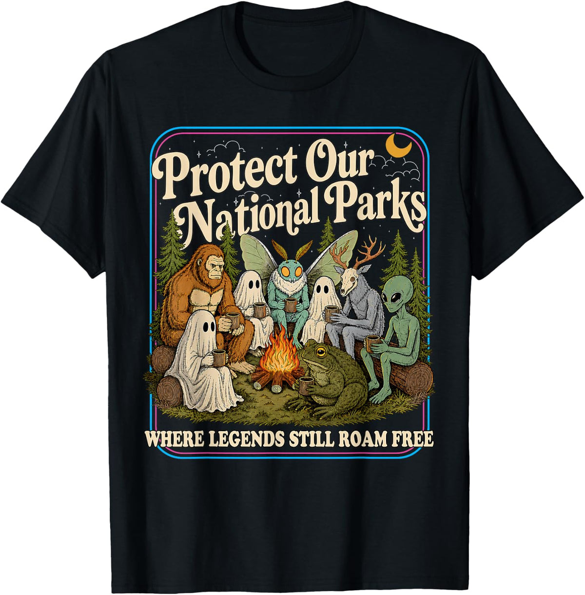 Protect Our National Parks Mothman Cryptid Weirdcore Horror T-Shirt