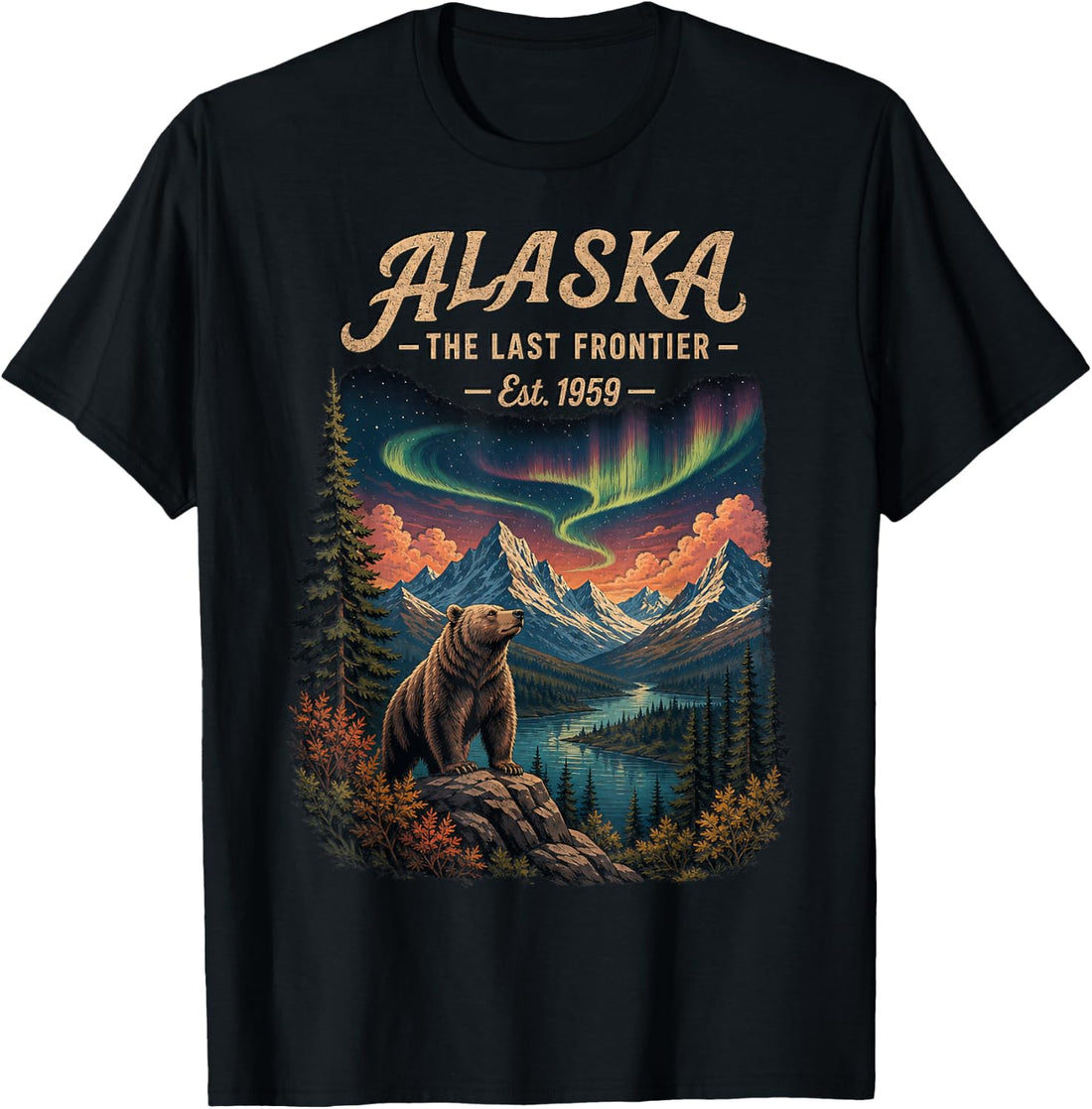 Alaska Bear Adventure in Lush Forest T-Shirt