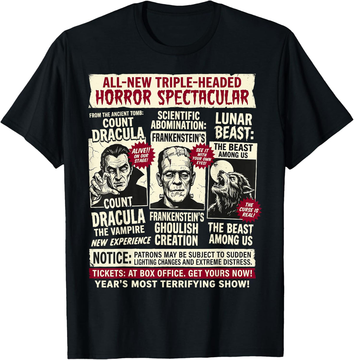 Horror Movie Monsters Frankenstein Spooky Vintage Halloween T-Shirt