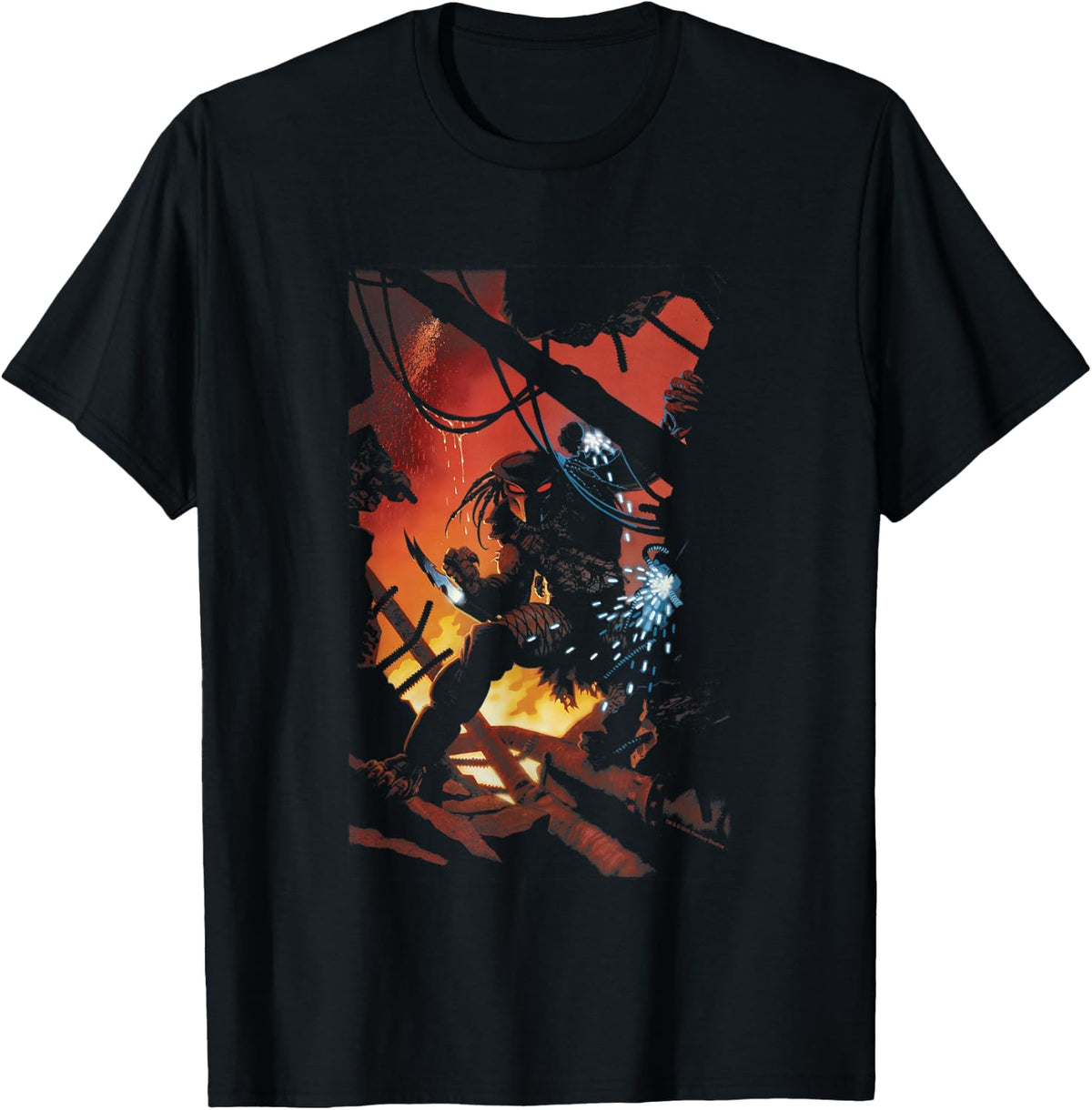 Aliens Iconic Predator Action Silhouette Big Chest Poster T-Shirt