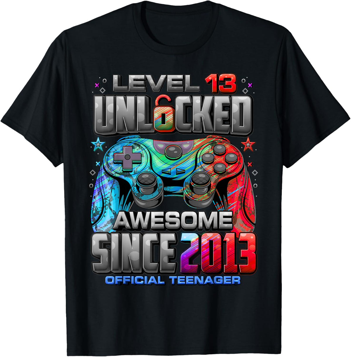 Level 13 Unlocked Awesome Since 2013 13th Birthday Gaming Tee T-Shirt for Boys Kids Gamer