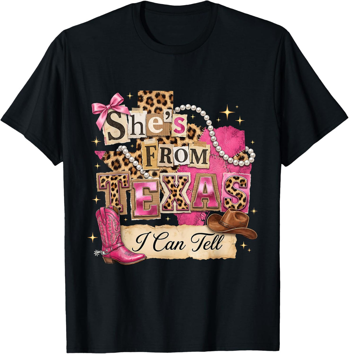 She's from Texas I Can Tell Western Cowgirl Pink Boot Gift T-Shirt