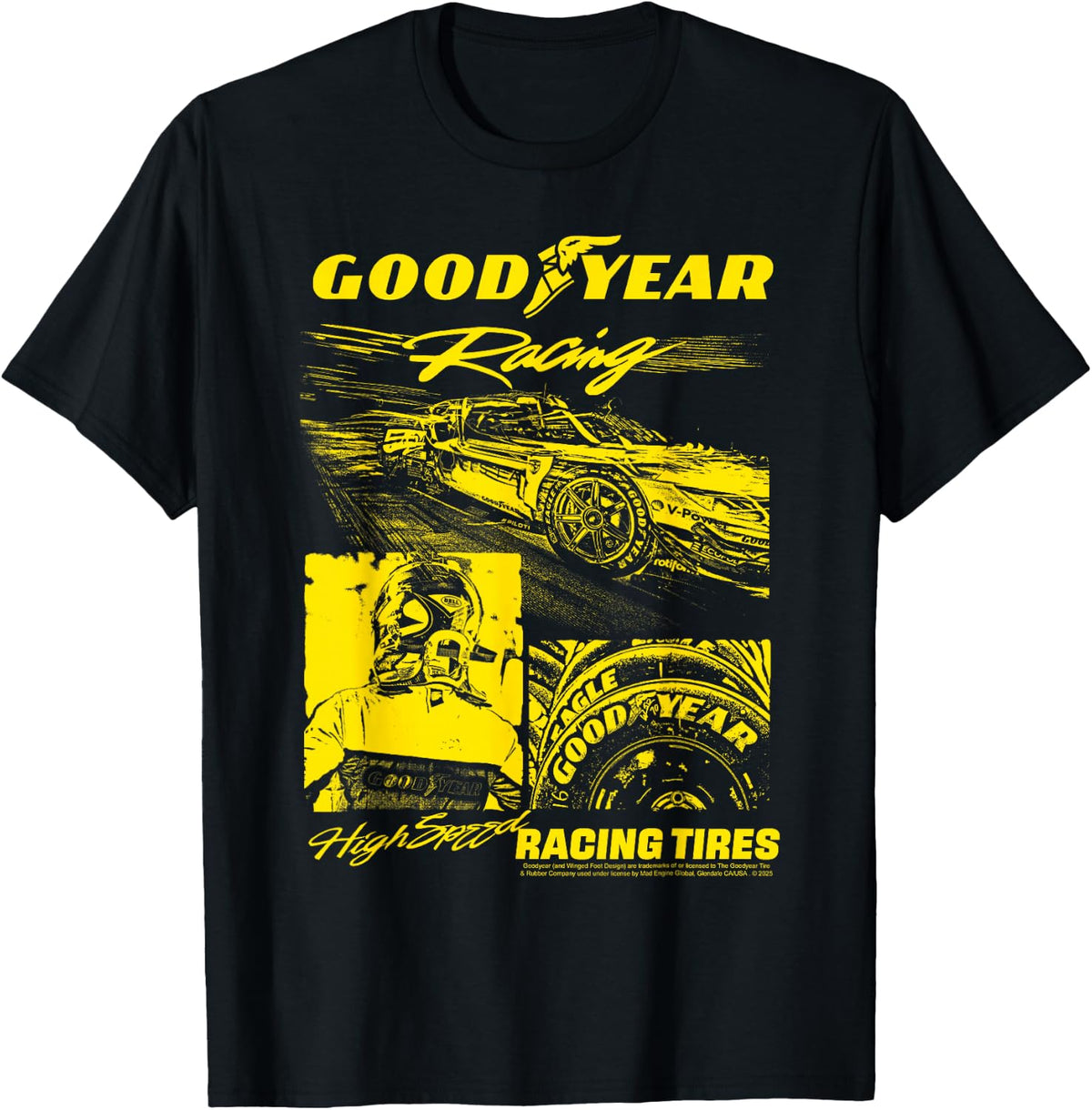 Goodyear Racing High Speed Tires Vintage Panels T-Shirt