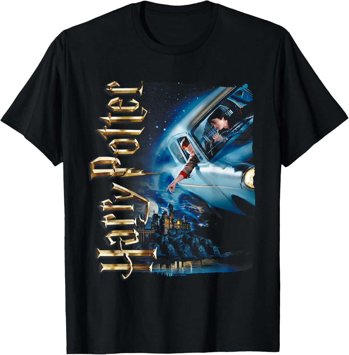 Harry Potter Flying Car Castle T-Shirt