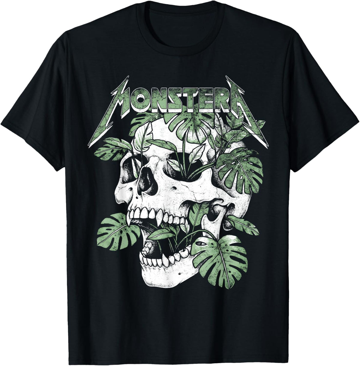 Monstera Funny Skull Plant Lover Grunge Gardener Women Men T-Shirt