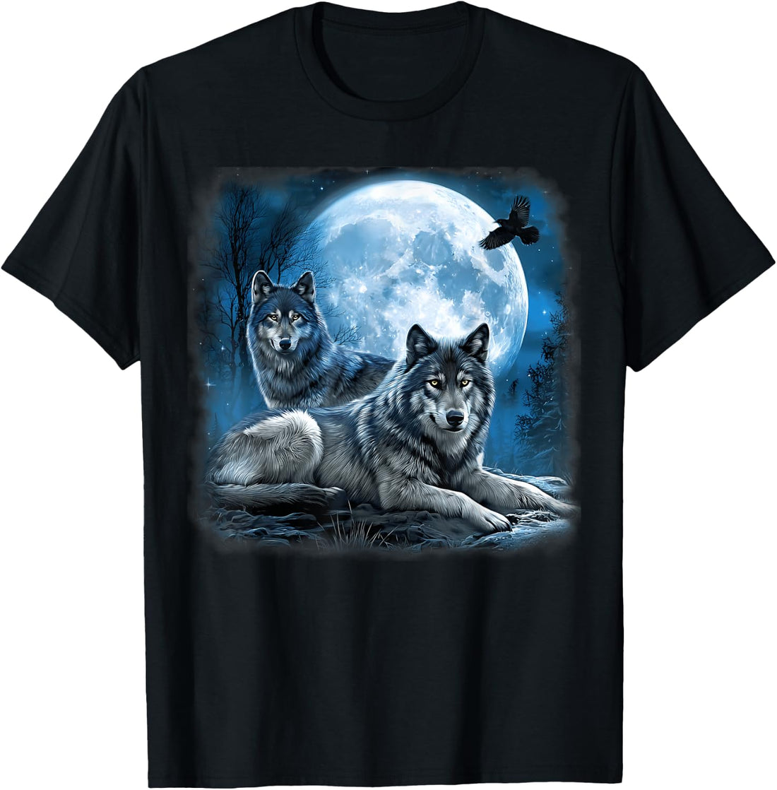 Wolf Pack Starry Wildlife Wolves Wild Animal Moon Night T-Shirt