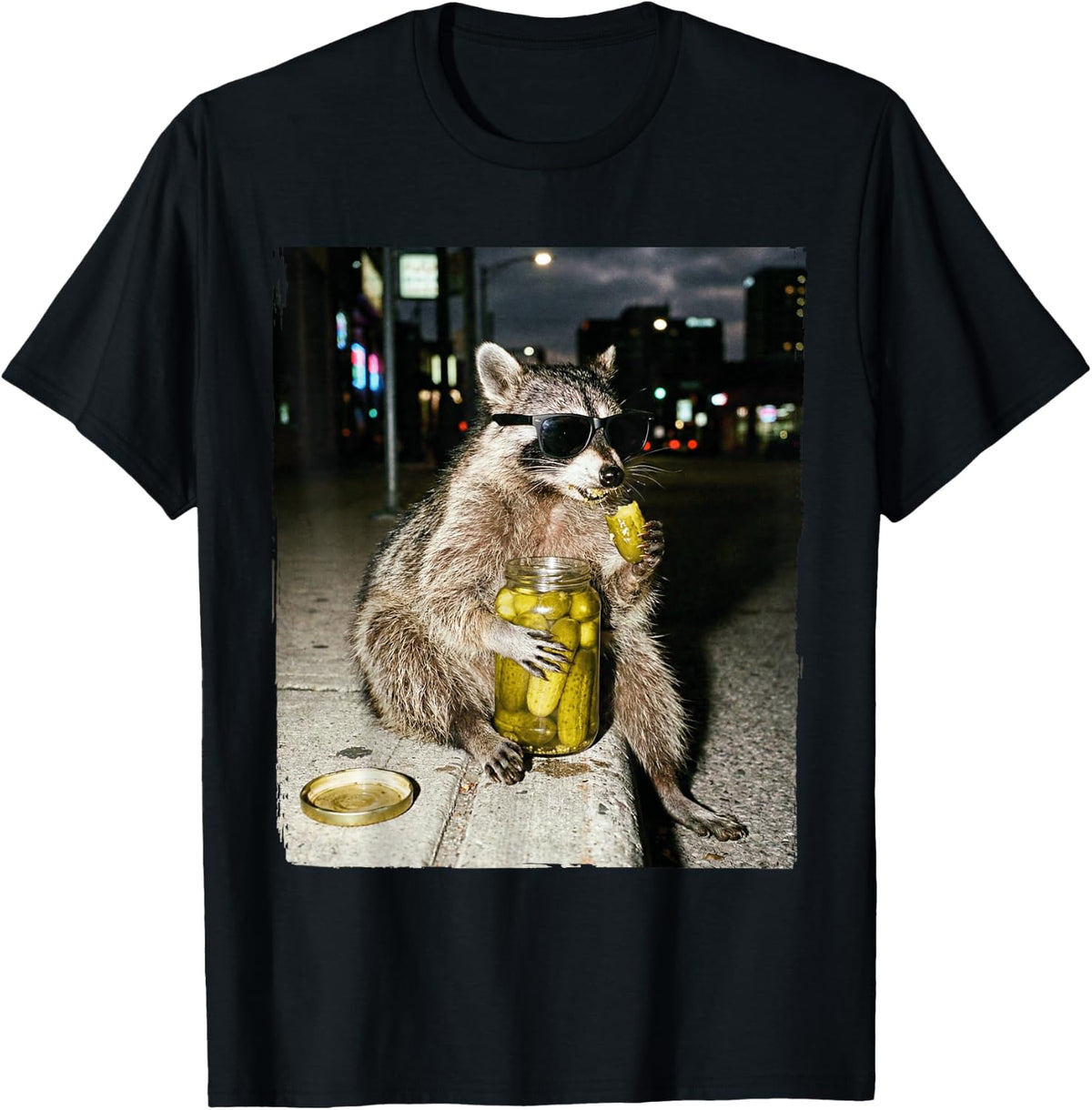 Raccoon Eating Pickles Meme T-Shirt