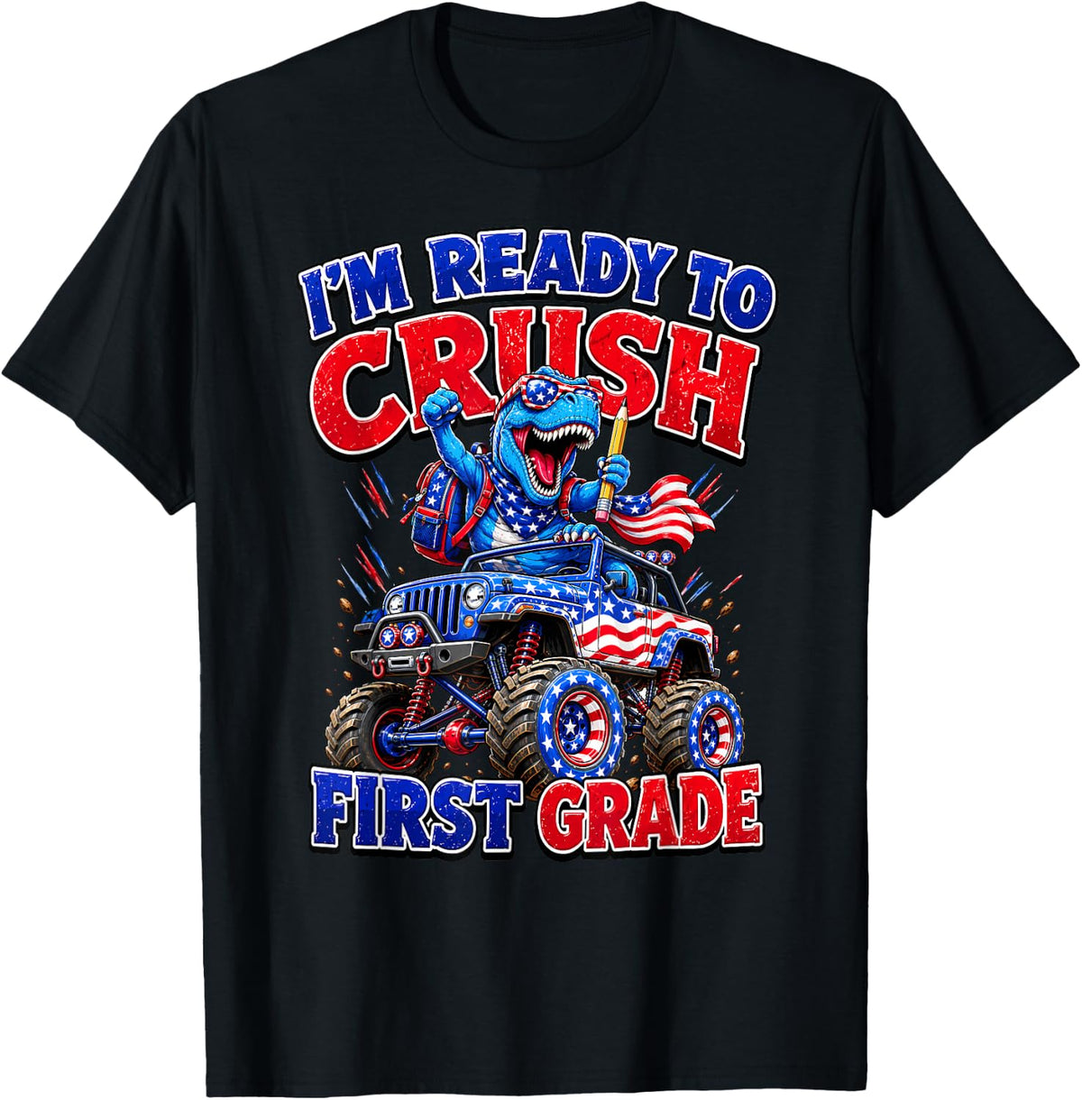 I'm Ready to Crush First Grade Monster Truck Dinosaur Boys T-Shirt