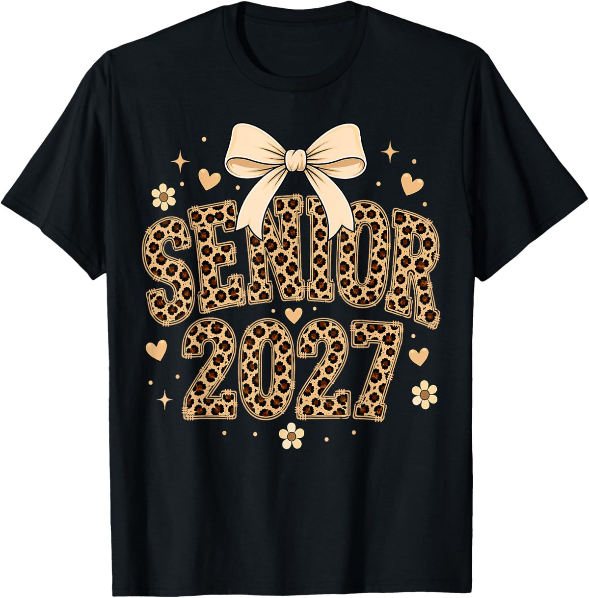 Senior 2027 Class of 2027 Leopard Bow Graduation 2027 T-Shirt