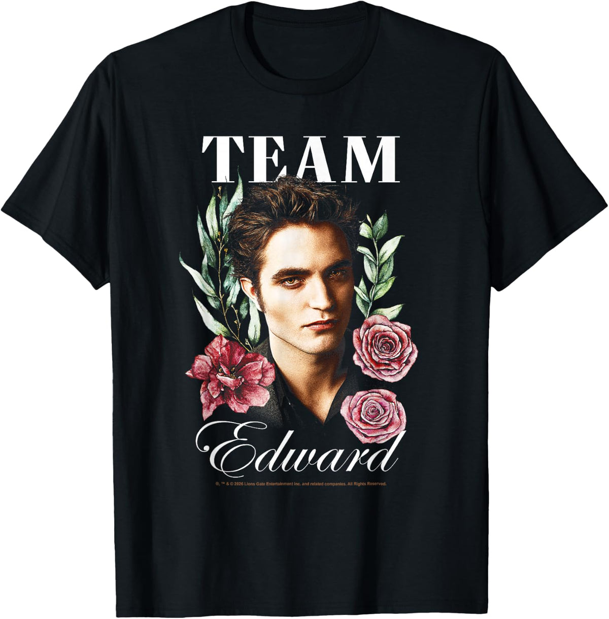 Twilight Team Edward Floral Illustration Vampire Crush Movie T-Shirt