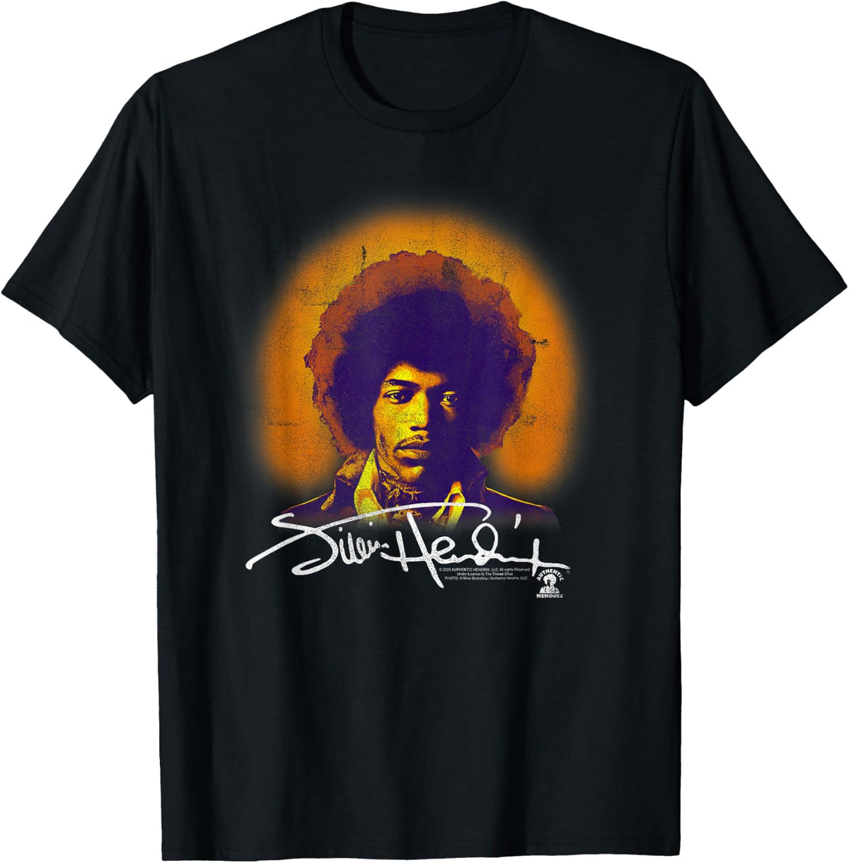 Jimi Hendrix Halo Portrait with Signature Vintage Band T-Shirt
