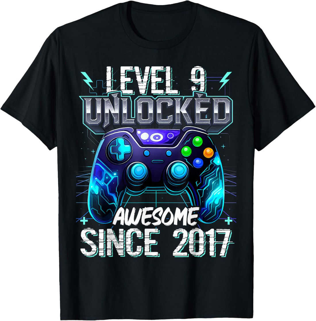 9th Birthday Boy Level 9 Gamer 9 Year Video Game Party T-Shirt