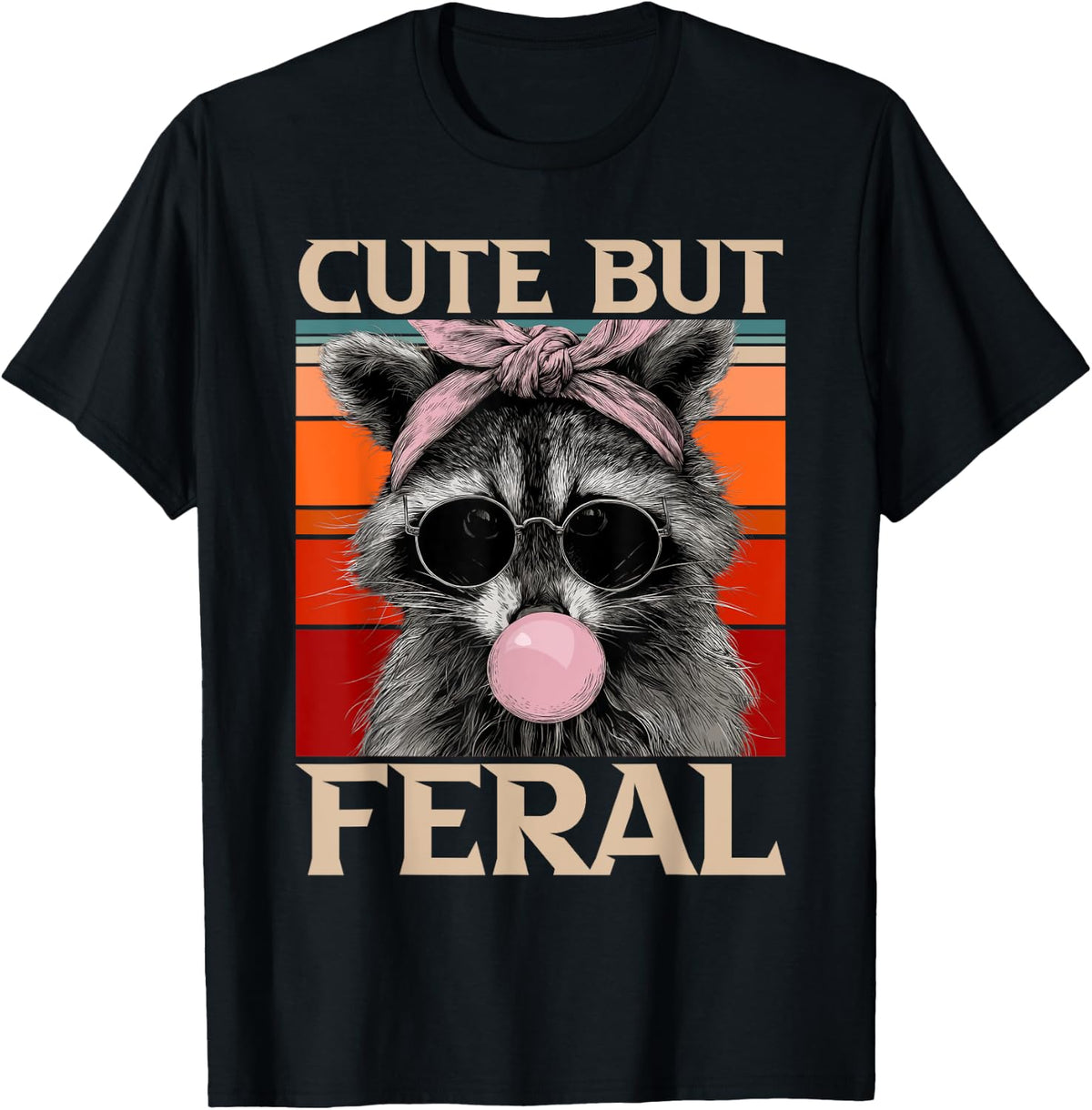 Cute But Feral Toddler Girls Kids - Raccoon Sunglasses Meme T-Shirt