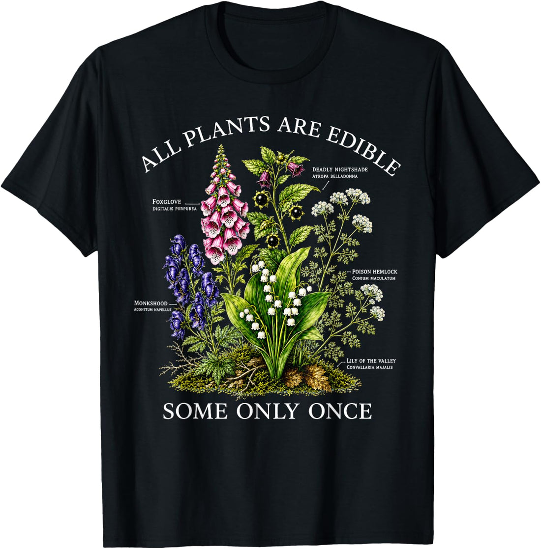 All Plants are Edible Some Only Once Funny Botanical Design T-Shirt