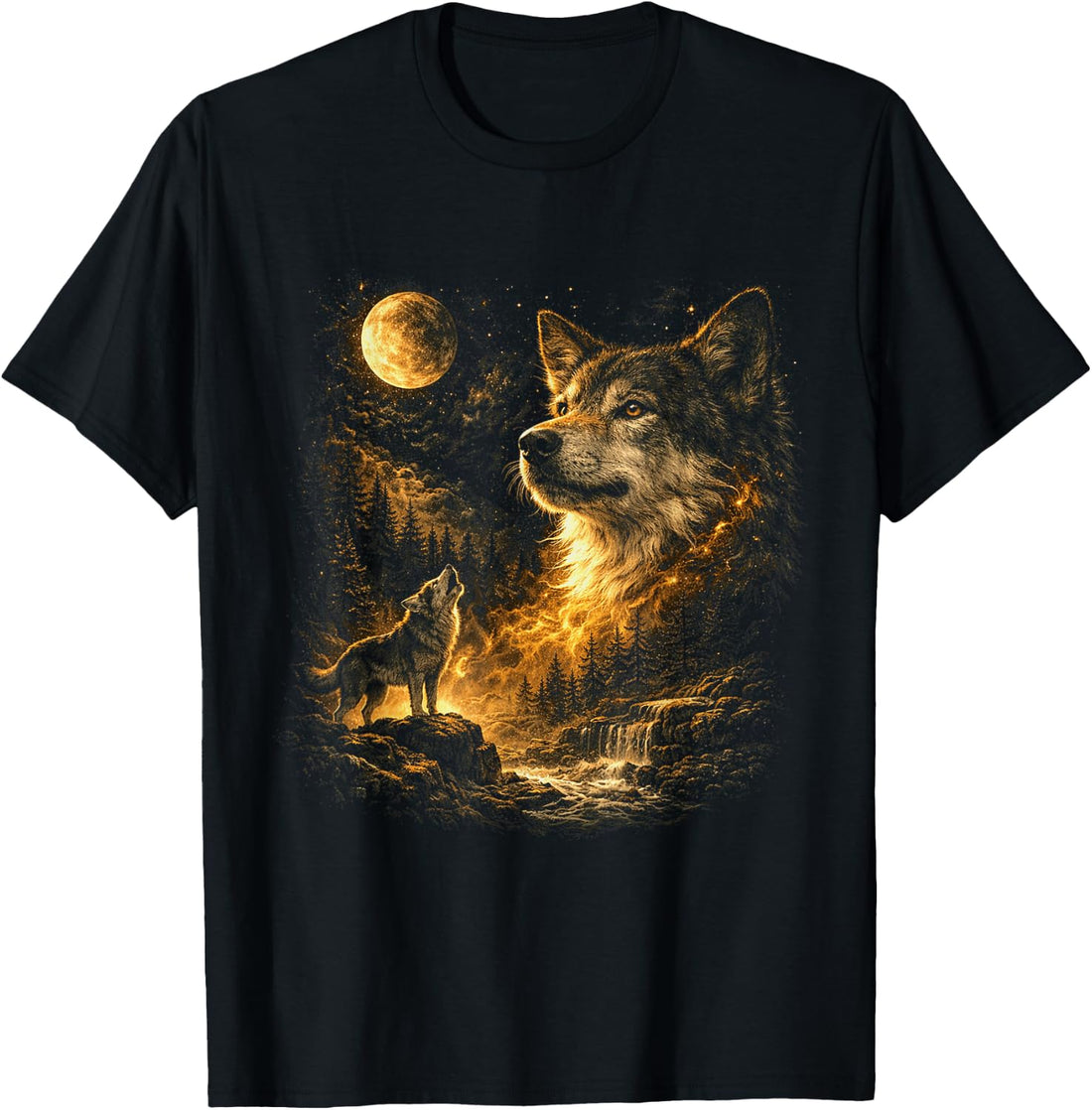 Wolf Howling to The Moon Vintage 90s Retro Animal T-Shirt