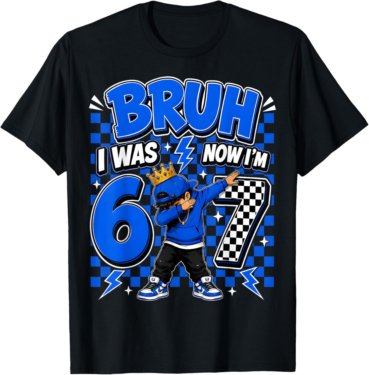 Bruh I was 6 Now I'm 7 Dabbing 7th Birthday Boys Six Seven T-Shirt