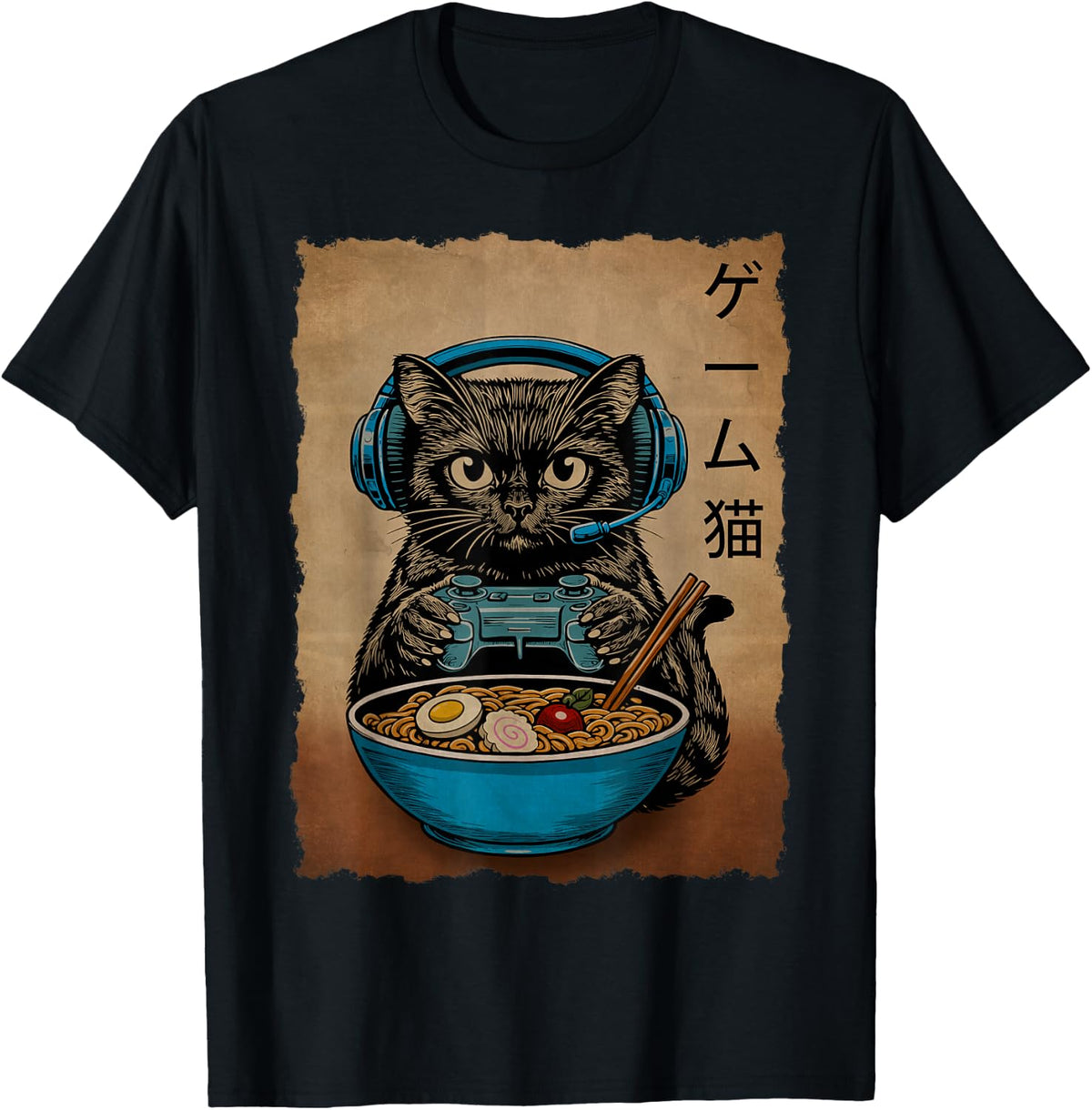 Ramen Cat Gaming Anime Japanese Funny Teen Boys Gifts Gamer T-Shirt