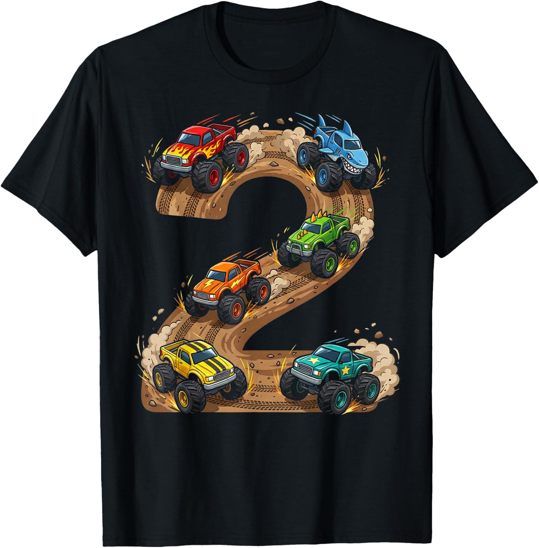 2 Year Old Monster Truck Boy Toddler 2nd Birthday Party T-Shirt