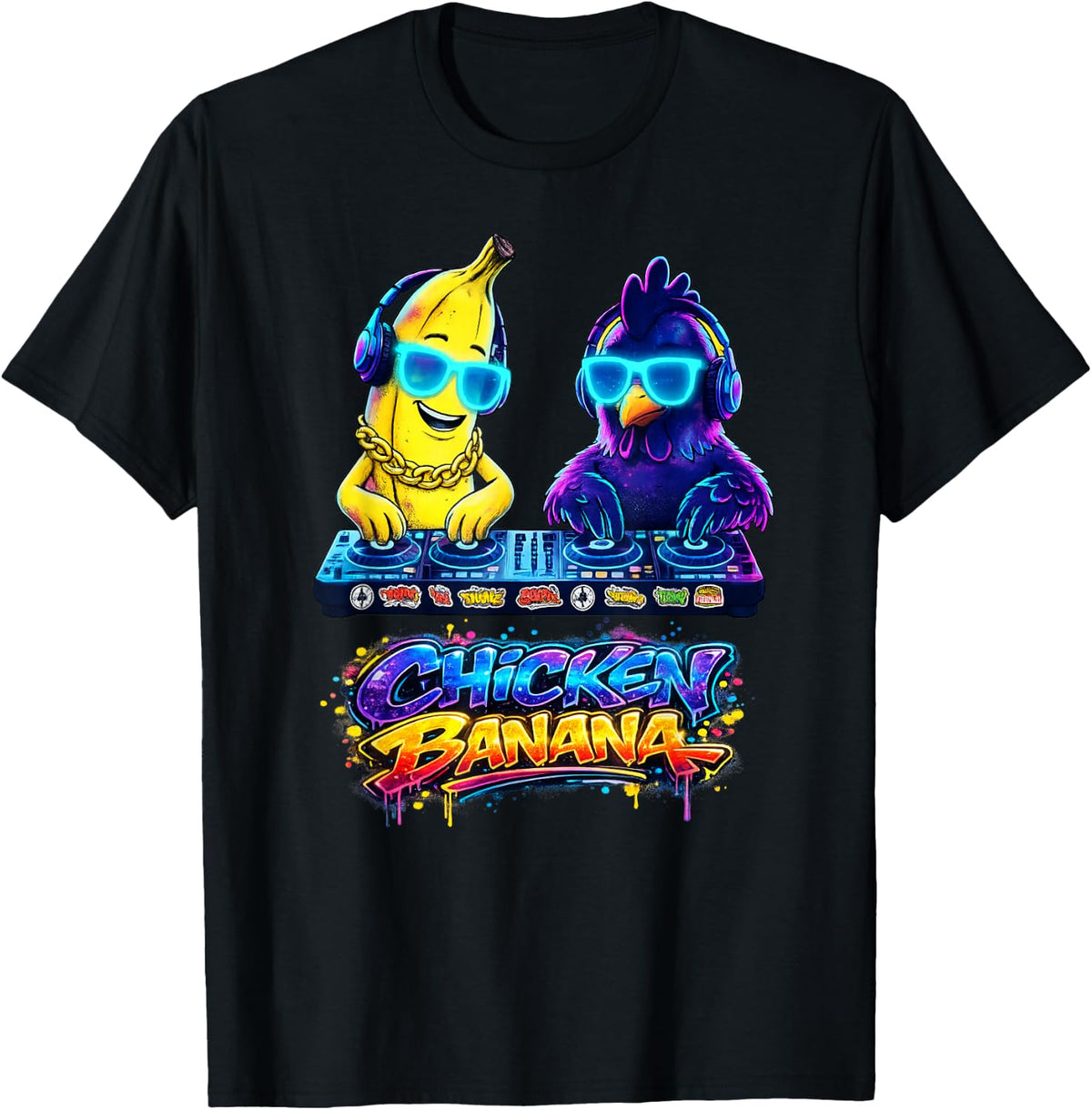 Chicken Banana Graffiti Style T-Shirt