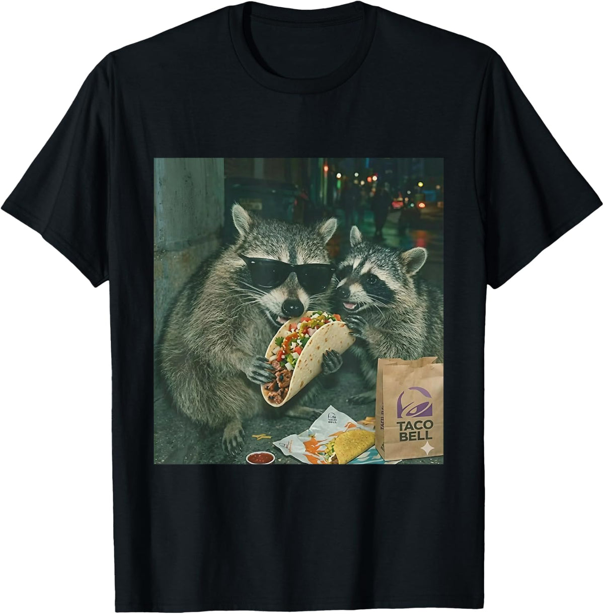 Funny Raccoons Eating Taco Meme Trash Panda Food T-Shirt