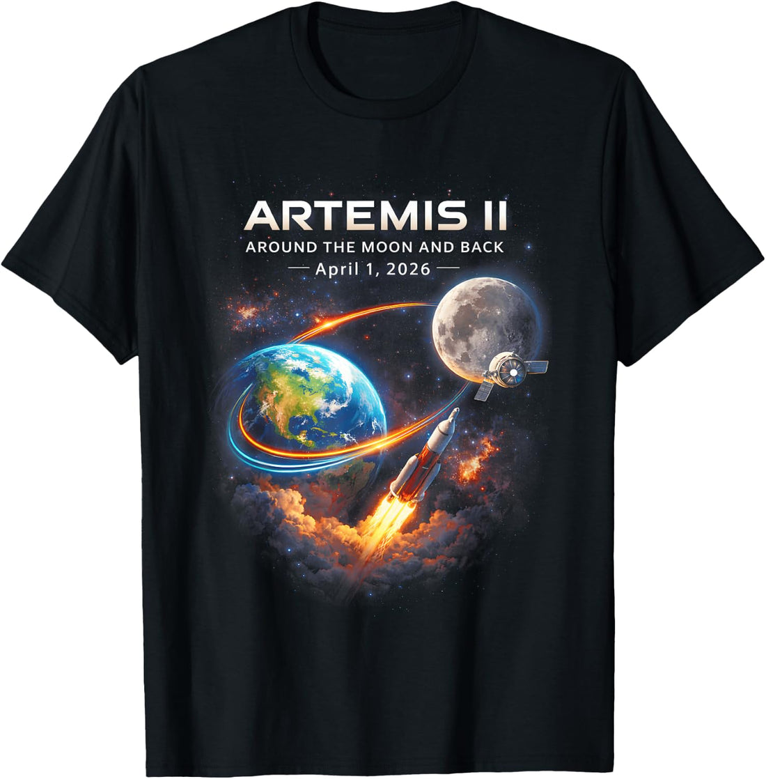 Artemis II Rocket Space Launch Back to The Moon Mission 2026 T-Shirt