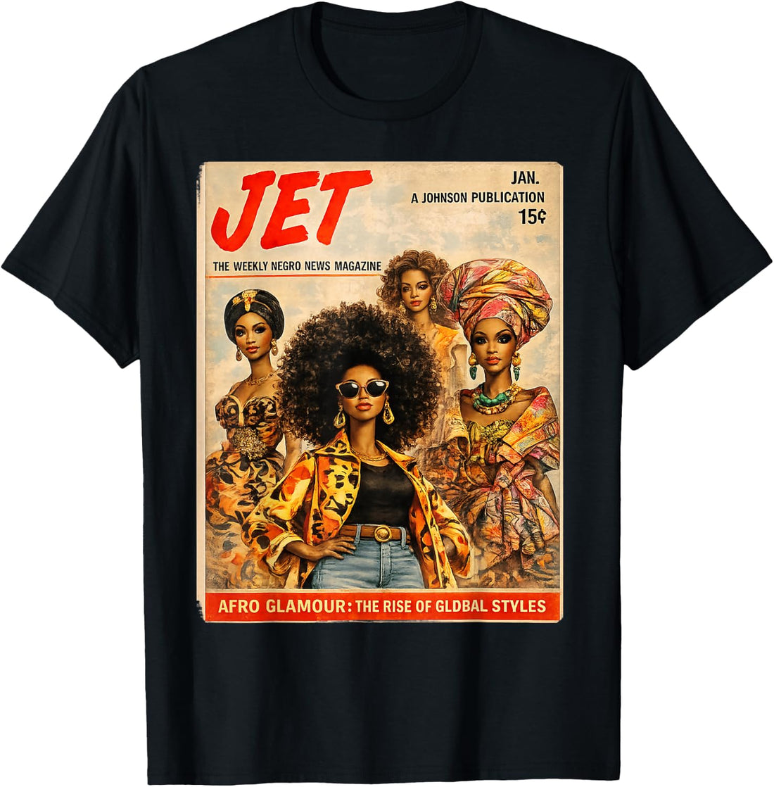 Afro Glamour – Vintage Black Women Cover Art T-Shirt