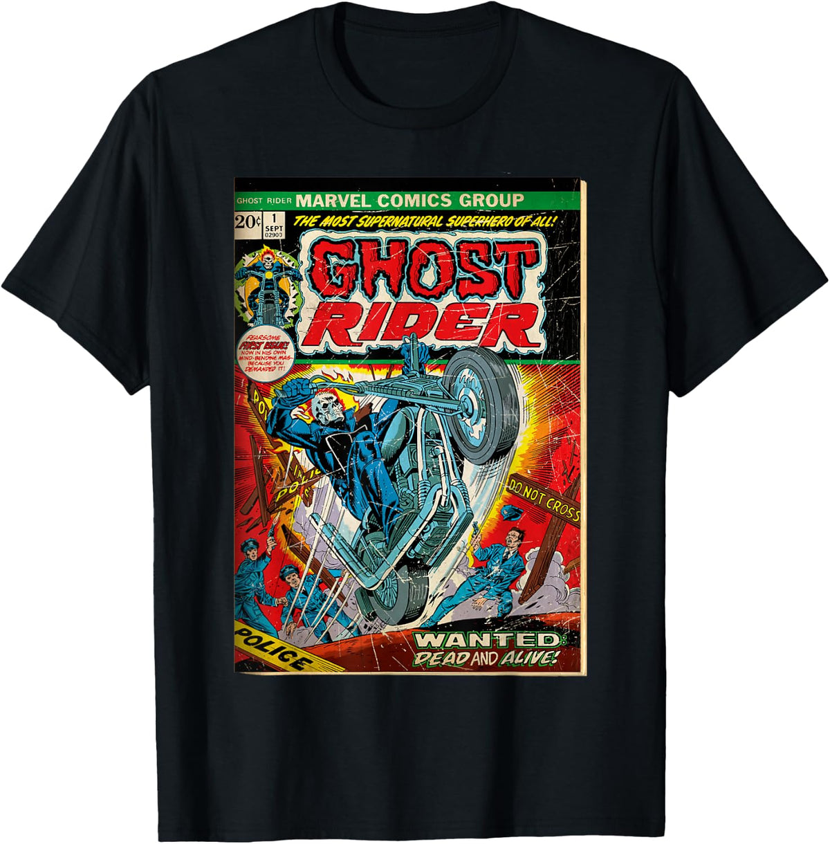 Marvel Ghost Rider Classic Comic Cover Wanted Dead and Alive T-Shirt