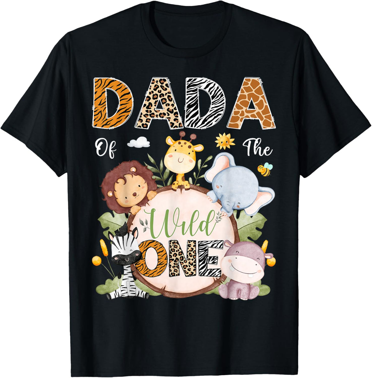 Dada of The Wild One 1St Birthday Safari Jungle Animals T-Shirt