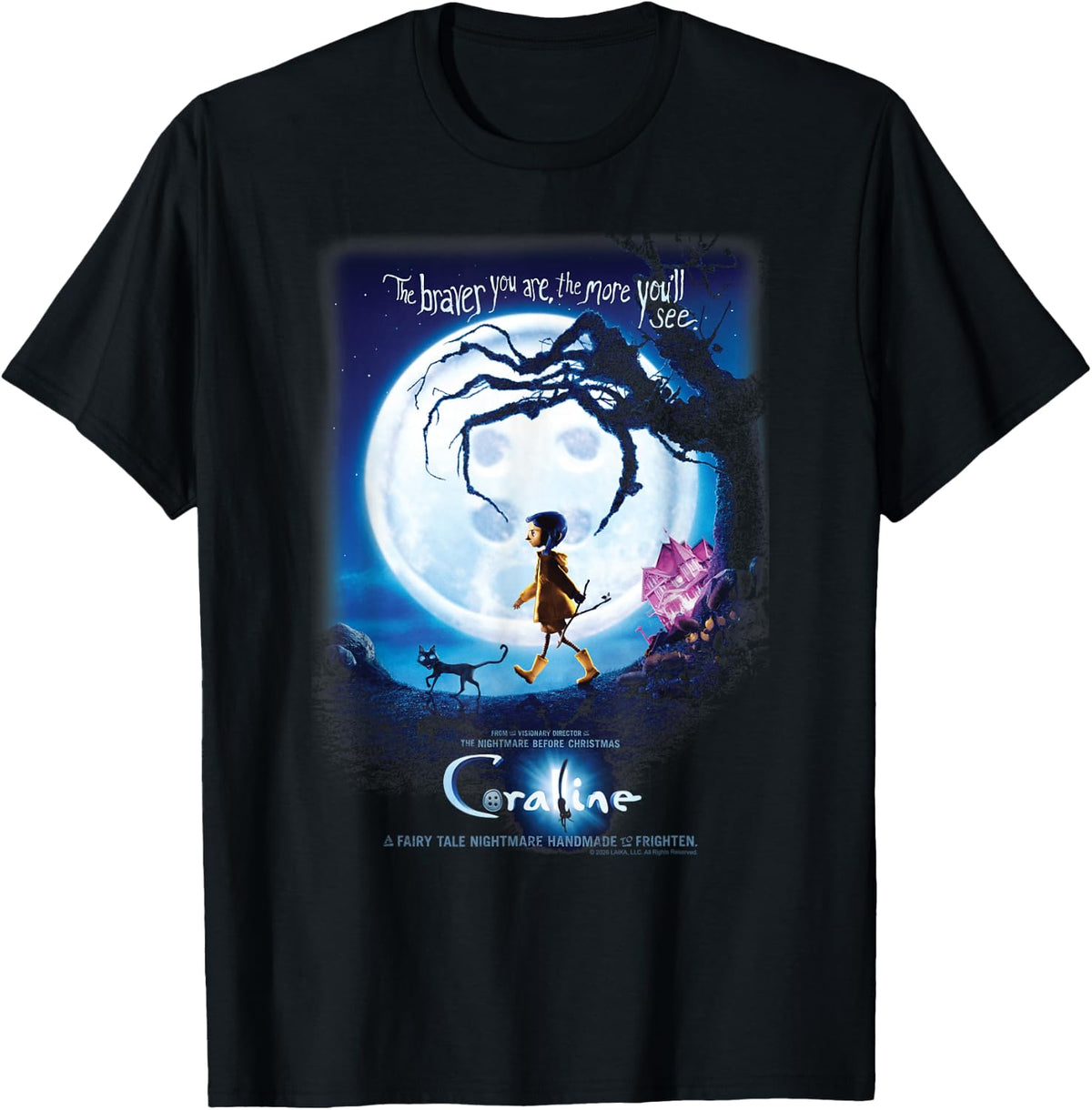 Coraline The Braver You are The More You'll See Button Moon T-Shirt