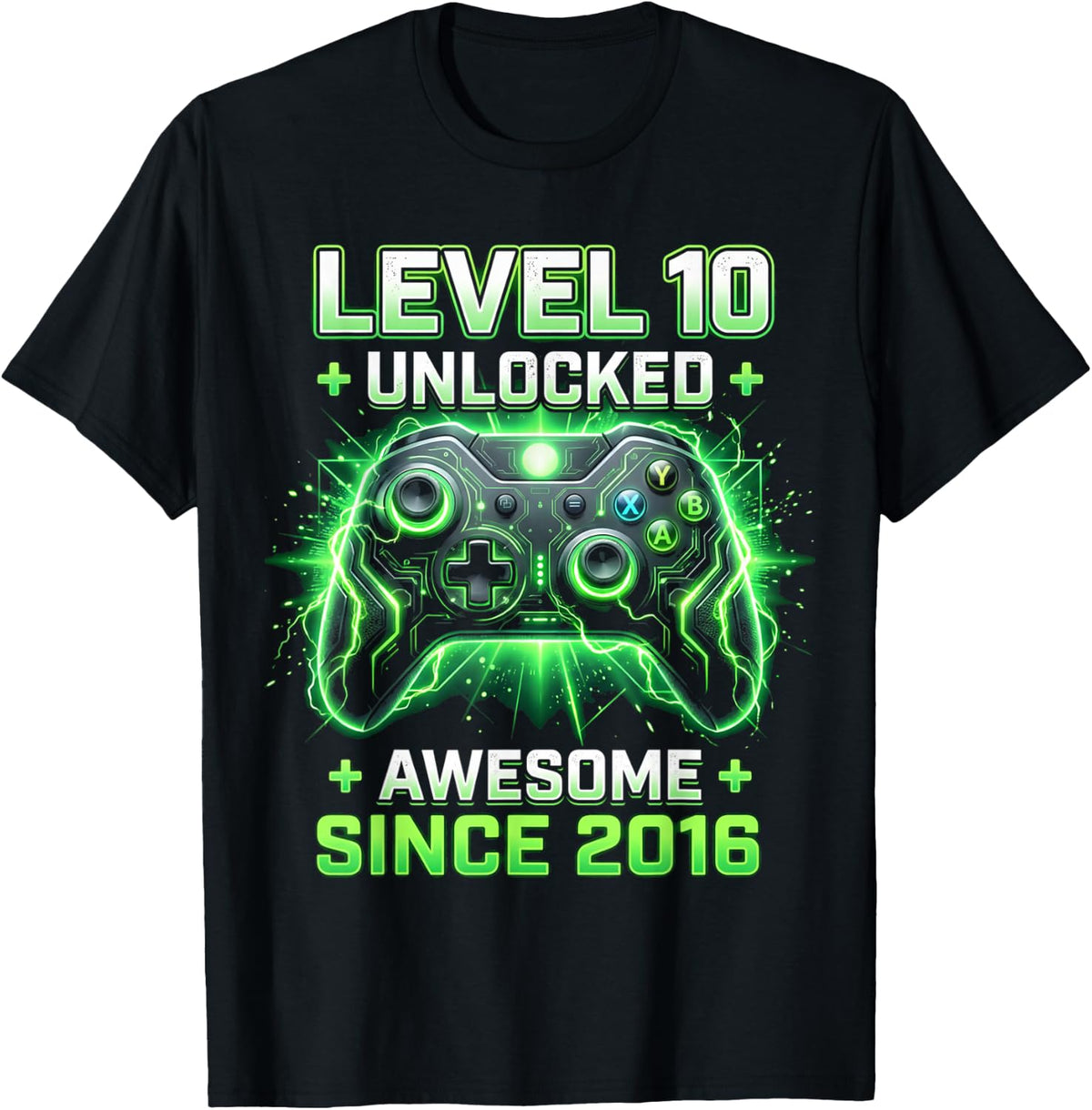 Level 10 Unlocked Awesome Since 2016 10th Birthday Boy Gamer T-Shirt