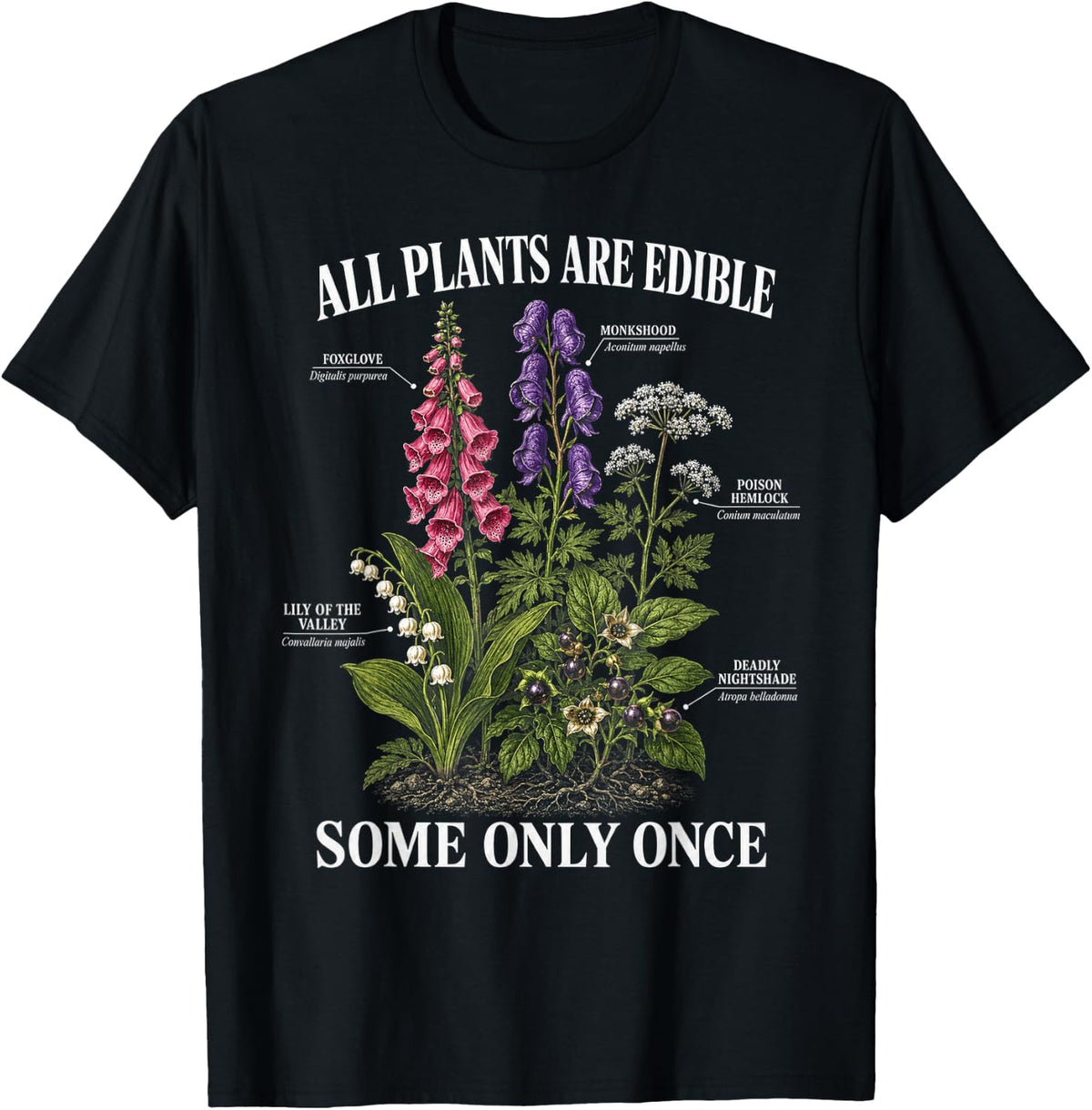 All Plants are Edible Some Only Once Funny Botany Gardening T-Shirt
