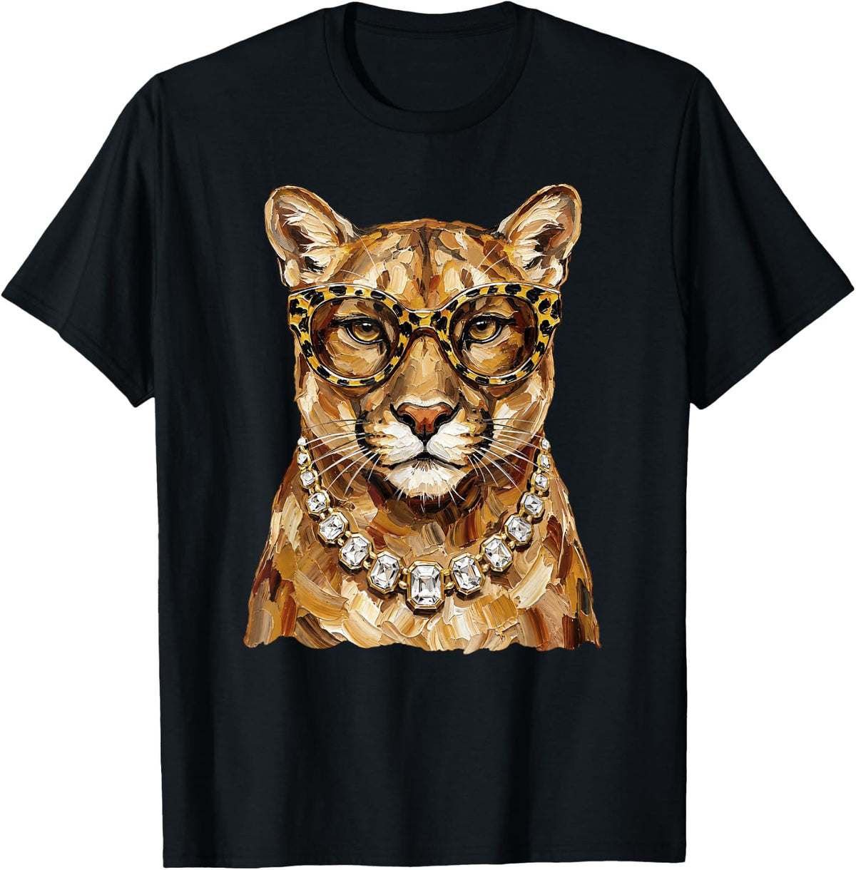 Glam Cougar Sunglasses Bling Mountain Lion Lover Girls Women T-Shirt