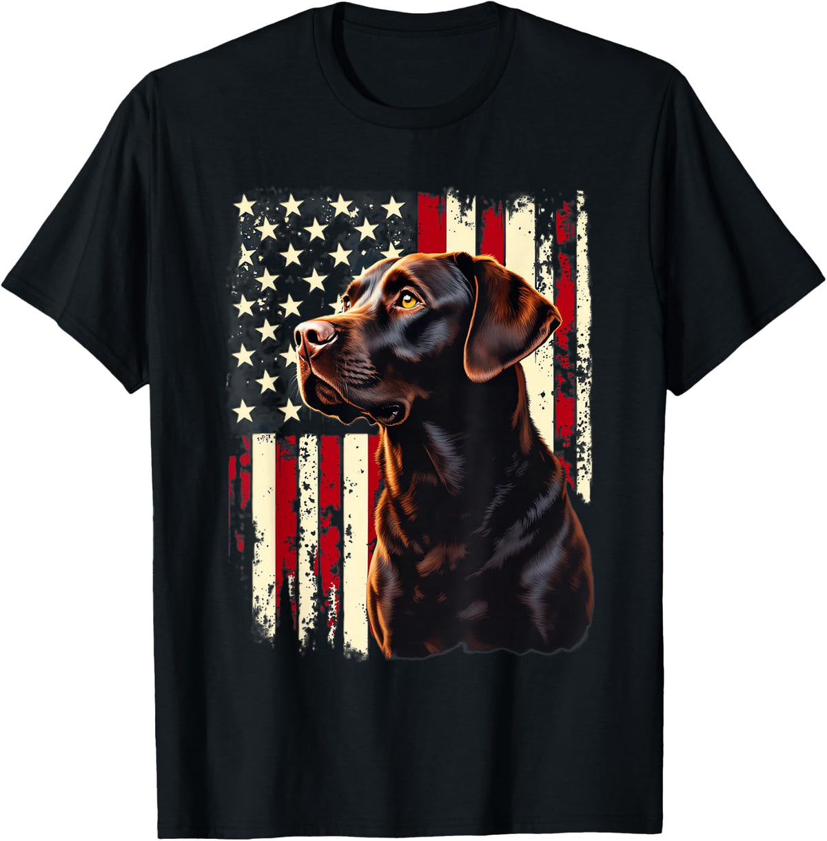 4th July American Flag Patriotic Chocolate Labrador Lover T-Shirt