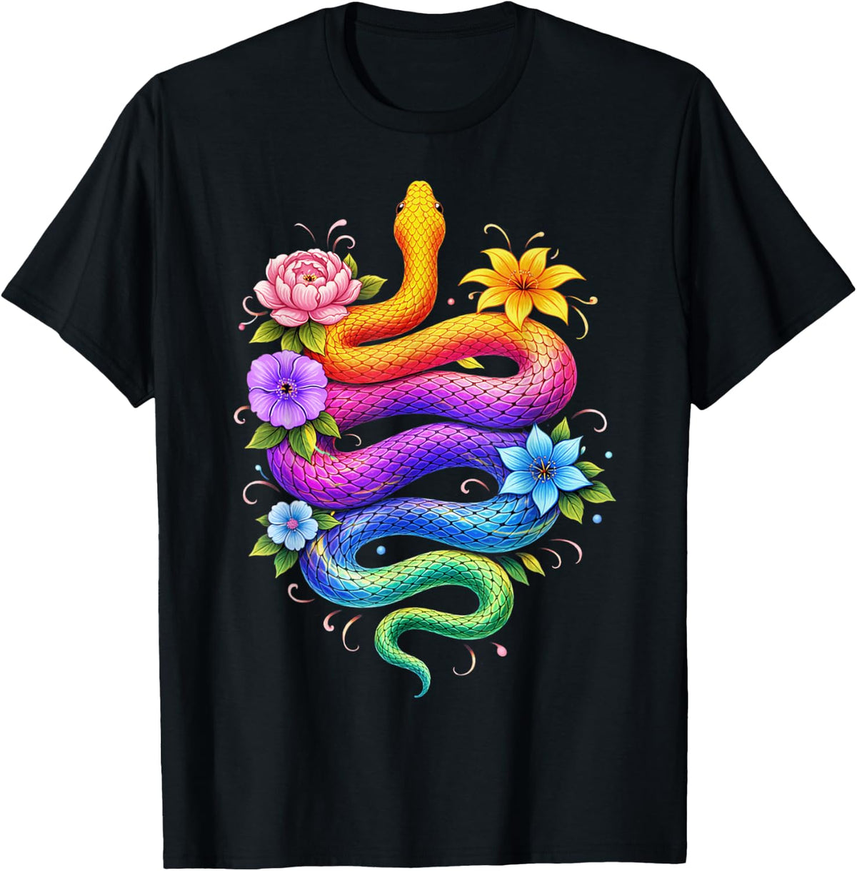 Colorful Floral Snake Flowers Rainbow Women Girls Kids T-Shirt