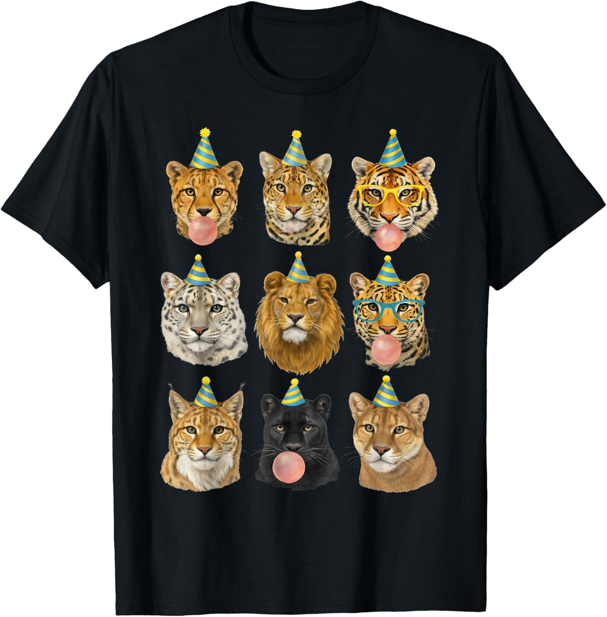 Funny Animal Birthday Party Wild Cats Zoo Birthday Boys Kids T-Shirt