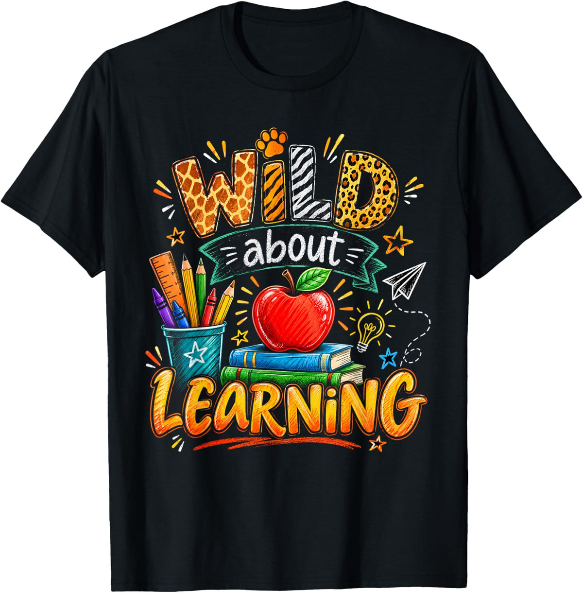 Wild About Learning Back to School Leopard Teacher Student T-Shirt