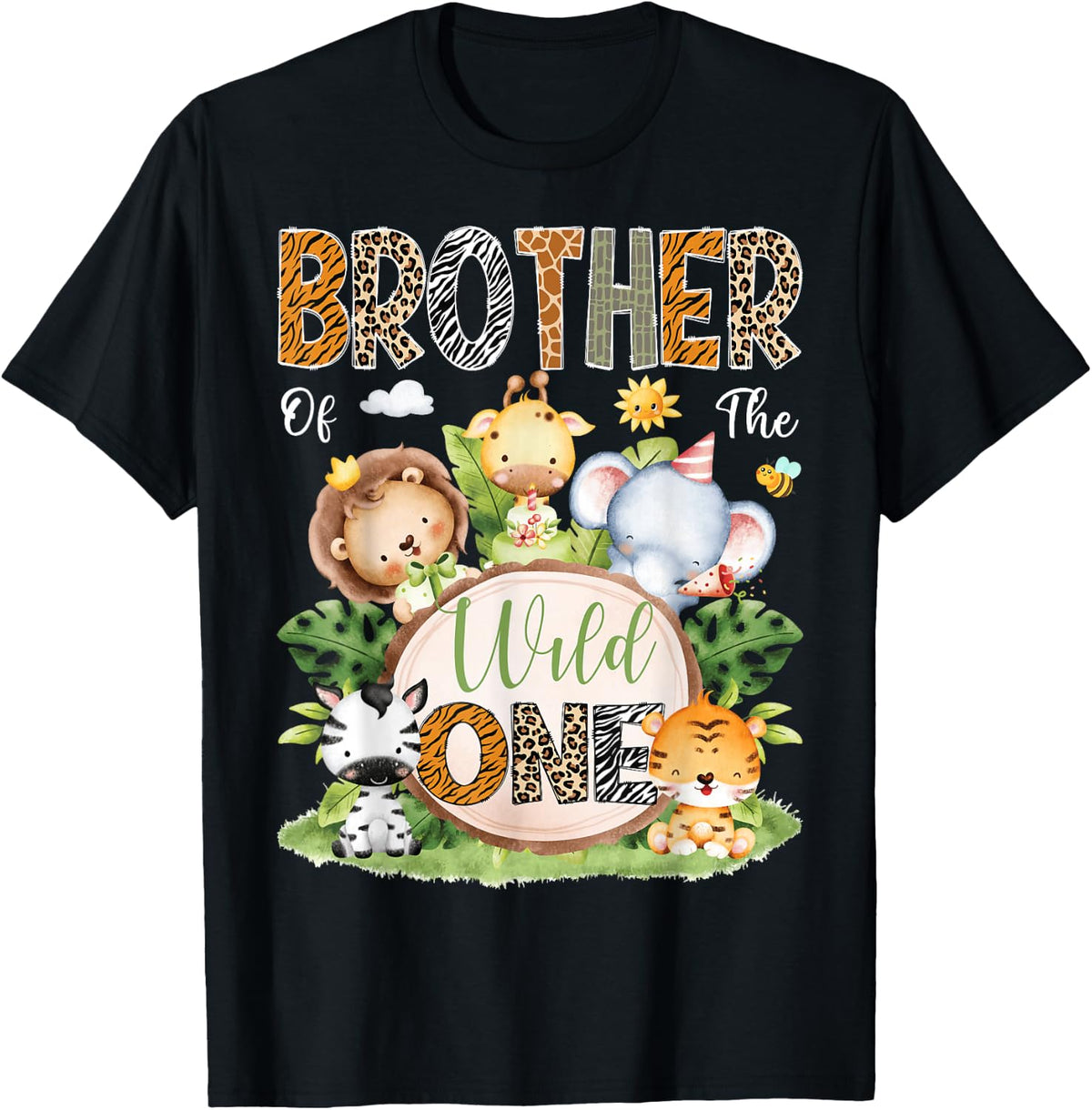 Brother Of The Wild One 1St Birthday Kids Safari Jungle T-Shirt