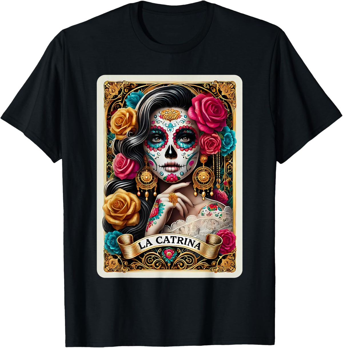 La Catrina Tarot Card Day of The Dead Dia de Los Muertos T-Shirt