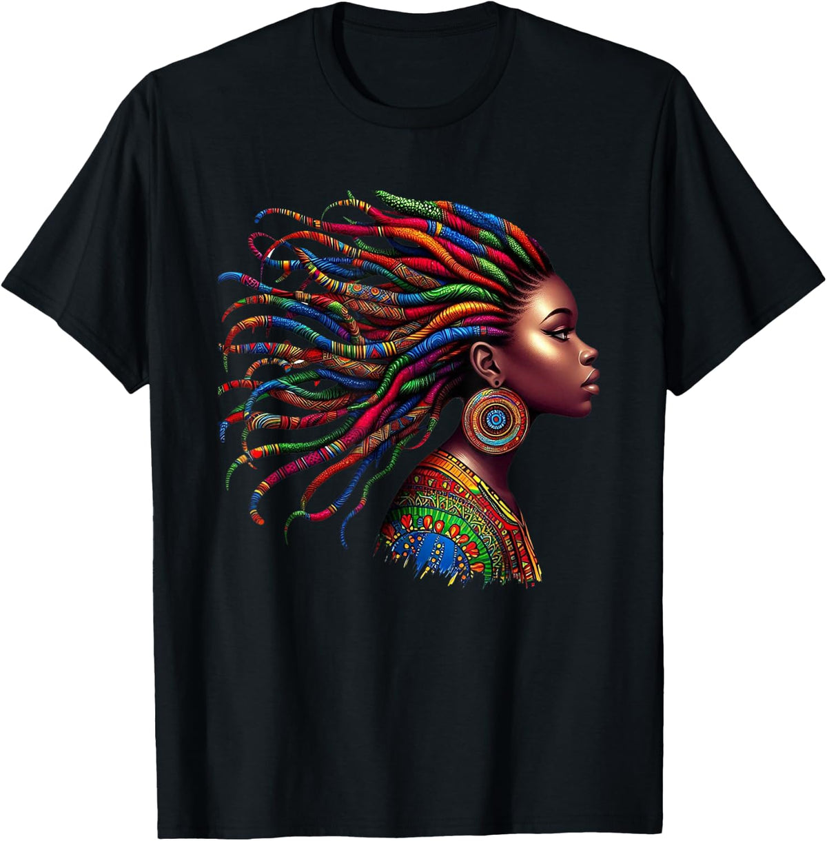 Rainbow Dashiki African Tribal Woman Natural Roots T-Shirt