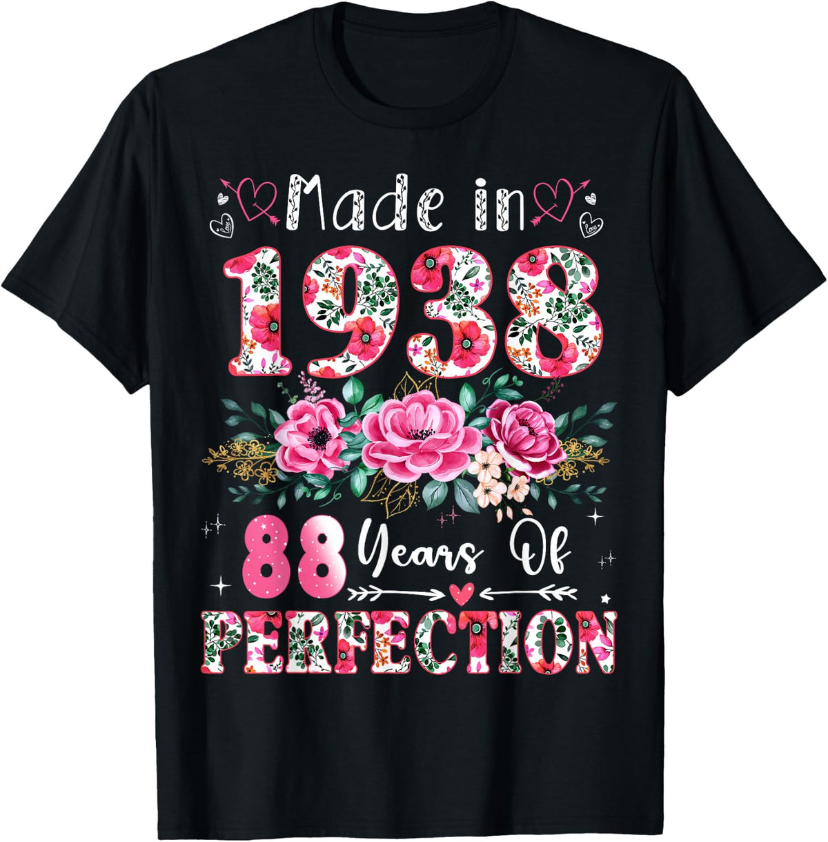 88 Year Old Made in 1938 Floral 88th Birthday Women T-Shirt