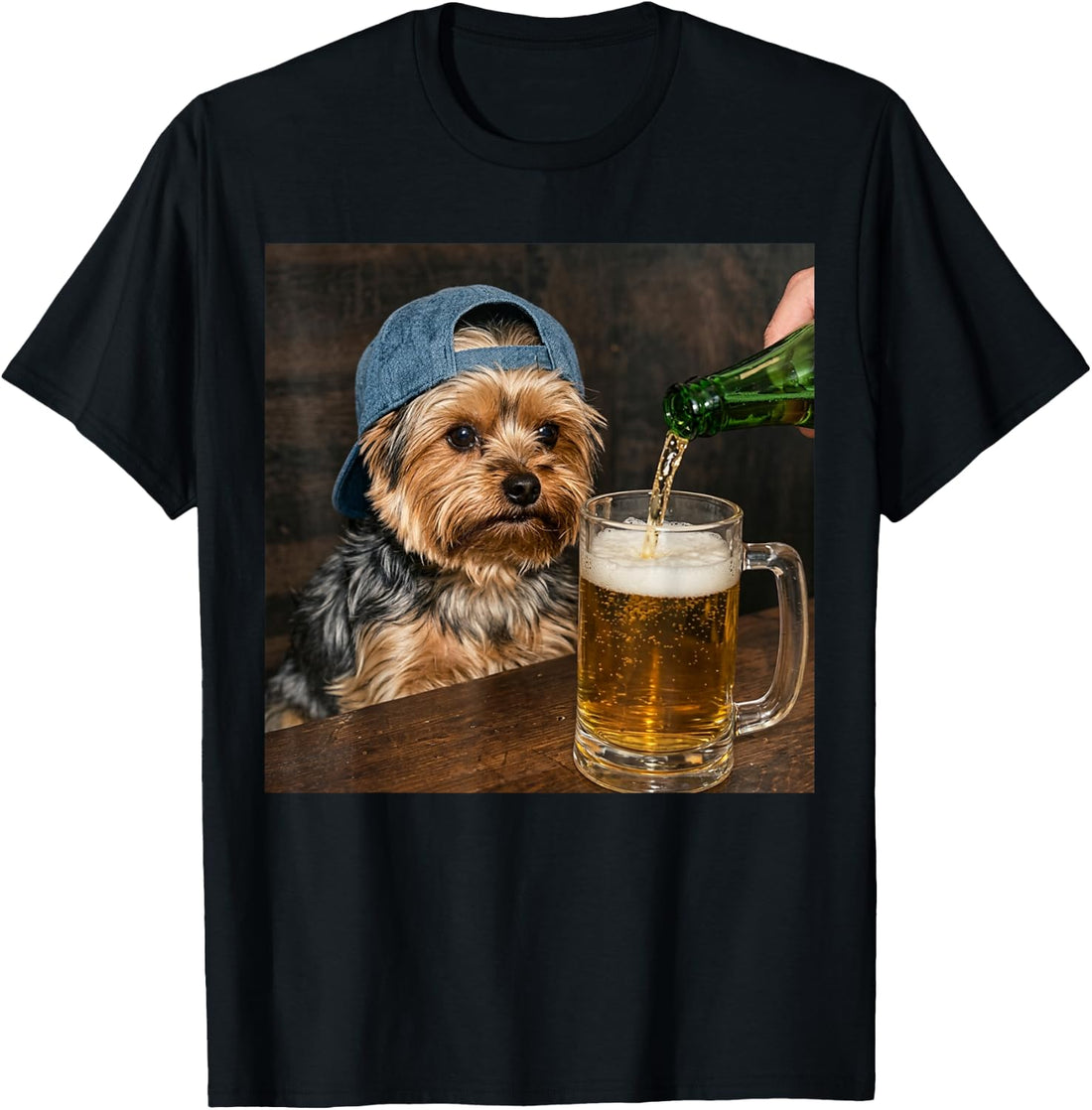Yorkie Drinking Beer Funny Dog Meme T-Shirt