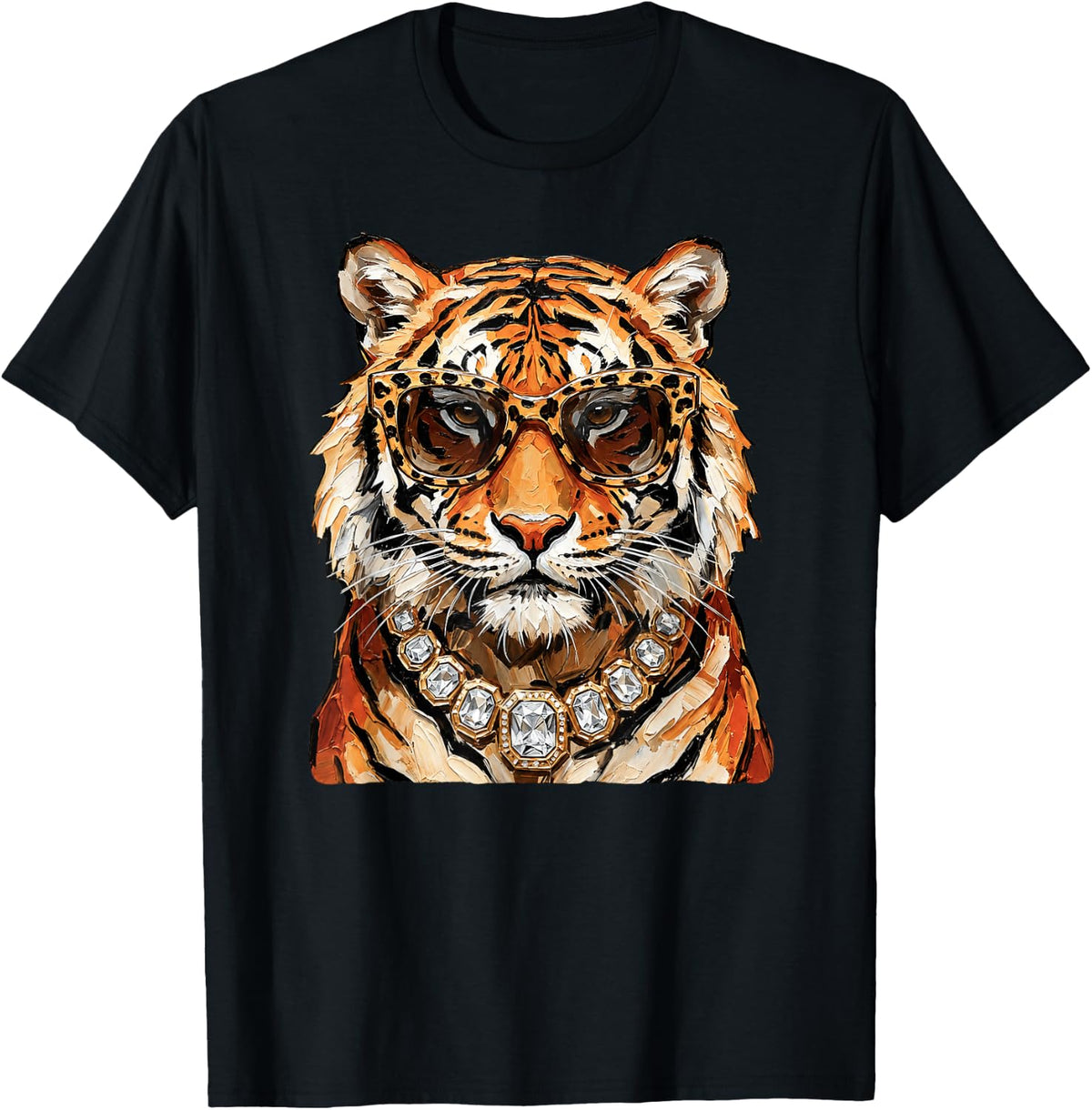 Glam Tiger Sunglasses Bling Big Cat Lover Wild Animal Women T-Shirt